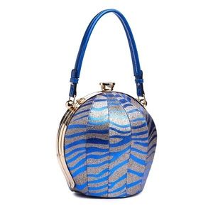 Blue Zebra Leather Ball Bag